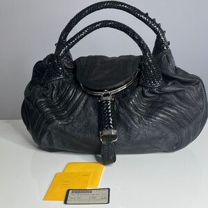 Fendi Small Spy Bag Black Lamb Leather Zucca Interior